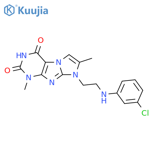 8-{2-(3-chlorophenyl)aminoethyl}-1,7-dimethyl-1H,2H,3H,4H,8H-imidazo1,2-gpurine-2,4-dione structure