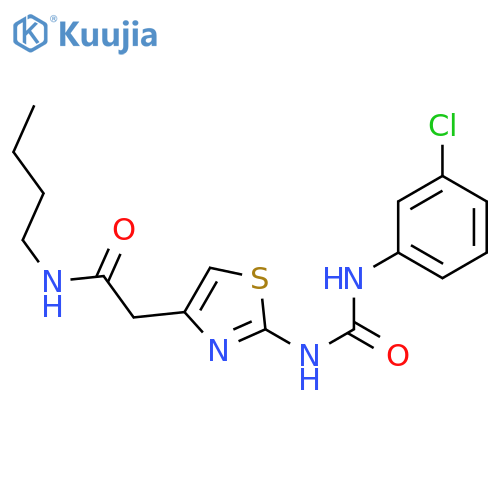 N-butyl-2-(2-{(3-chlorophenyl)carbamoylamino}-1,3-thiazol-4-yl)acetamide structure