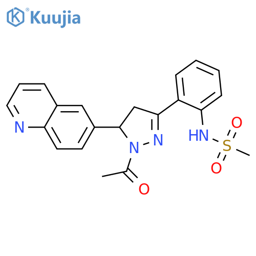 N-{2-1-acetyl-5-(quinolin-6-yl)-4,5-dihydro-1H-pyrazol-3-ylphenyl}methanesulfonamide structure
