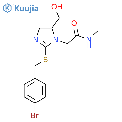 2-(2-{(4-bromophenyl)methylsulfanyl}-5-(hydroxymethyl)-1H-imidazol-1-yl)-N-methylacetamide structure