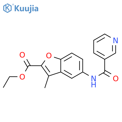 ethyl 3-methyl-5-(pyridine-3-amido)-1-benzofuran-2-carboxylate structure
