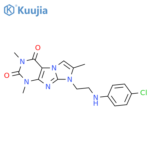 8-{2-(4-chlorophenyl)aminoethyl}-1,3,7-trimethyl-1H,2H,3H,4H,8H-imidazo1,2-gpurine-2,4-dione structure