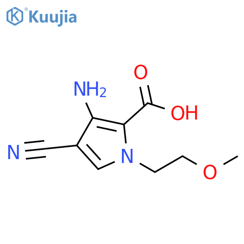 3-amino-4-cyano-1-(2-methoxyethyl)-1H-pyrrole-2-carboxylic acid structure