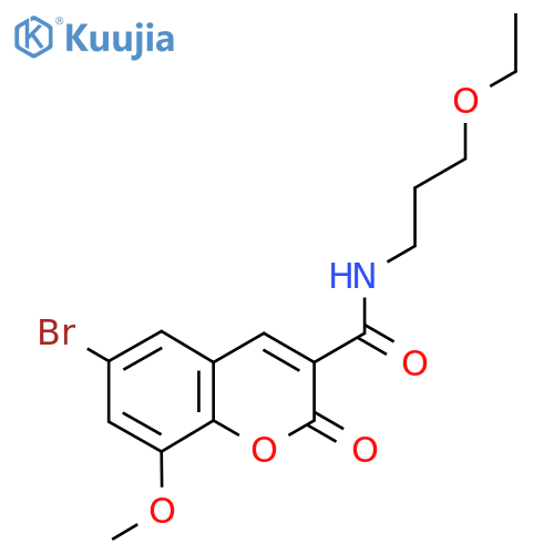 6-bromo-N-(3-ethoxypropyl)-8-methoxy-2-oxo-2H-chromene-3-carboxamide structure