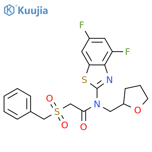 N-(4,6-difluoro-1,3-benzothiazol-2-yl)-N-(oxolan-2-yl)methyl-2-phenylmethanesulfonylacetamide structure