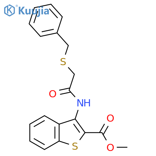 Methyl 3-(2-(benzylthio)acetamido)benzo[b]thiophene-2-carboxylate structure