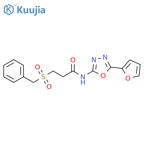 N-5-(furan-2-yl)-1,3,4-oxadiazol-2-yl-3-phenylmethanesulfonylpropanamide structure