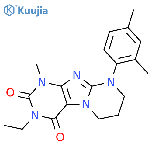 9-(2,4-dimethylphenyl)-3-ethyl-1-methyl-1H,2H,3H,4H,6H,7H,8H,9H-pyrimido1,2-gpurine-2,4-dione structure