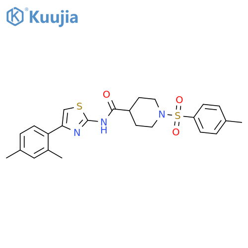 N-4-(2,4-dimethylphenyl)-1,3-thiazol-2-yl-1-(4-methylbenzenesulfonyl)piperidine-4-carboxamide structure