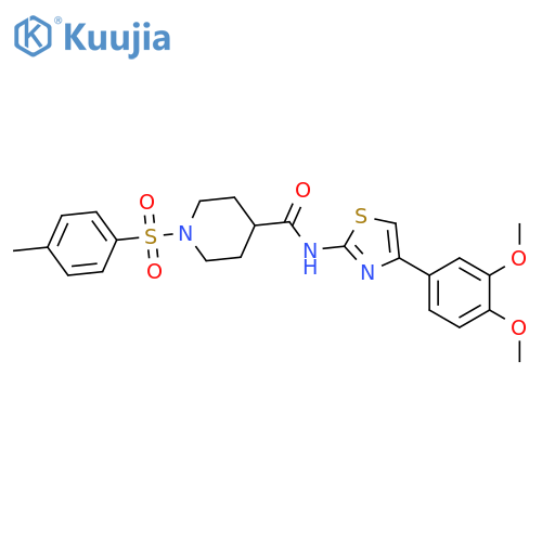 N-4-(3,4-dimethoxyphenyl)-1,3-thiazol-2-yl-1-(4-methylbenzenesulfonyl)piperidine-4-carboxamide structure