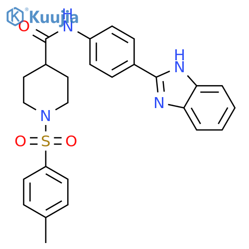 N-4-(1H-1,3-benzodiazol-2-yl)phenyl-1-(4-methylbenzenesulfonyl)piperidine-4-carboxamide structure