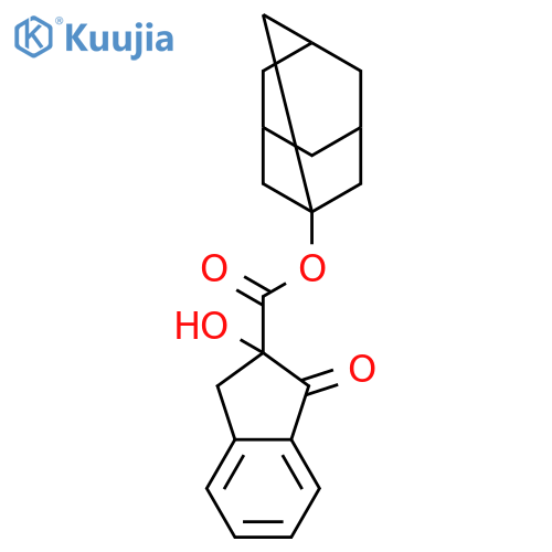 1H-Indene-2-carboxylic acid, 2,3-dihydro-2-hydroxy-1-oxo-, tricyclo[3.3.1.13,7]dec-1-yl ester, (2R)- structure