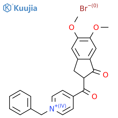 Pyridinium, 4-[(2,3-dihydro-5,6-dimethoxy-1-oxo-1H-inden-2-yl)carbonyl]-1-(phenylmethyl)-, bromide structure