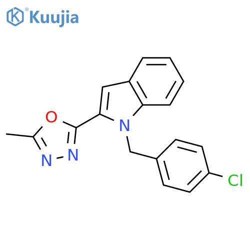1-(4-chlorophenyl)methyl-2-(5-methyl-1,3,4-oxadiazol-2-yl)-1H-indole structure