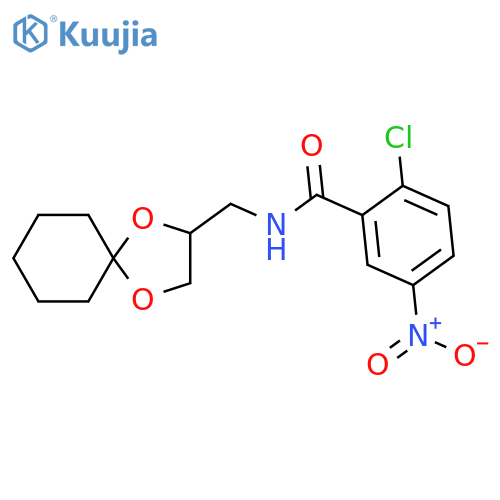 2-chloro-N-({1,4-dioxaspiro4.5decan-2-yl}methyl)-5-nitrobenzamide structure