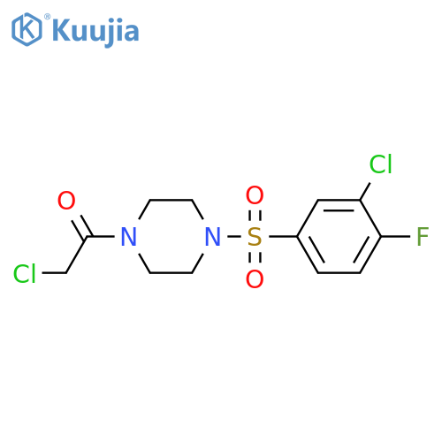 2-chloro-1-[4-(3-chloro-4-fluorobenzenesulfonyl)piperazin-1-yl]ethan-1-one structure