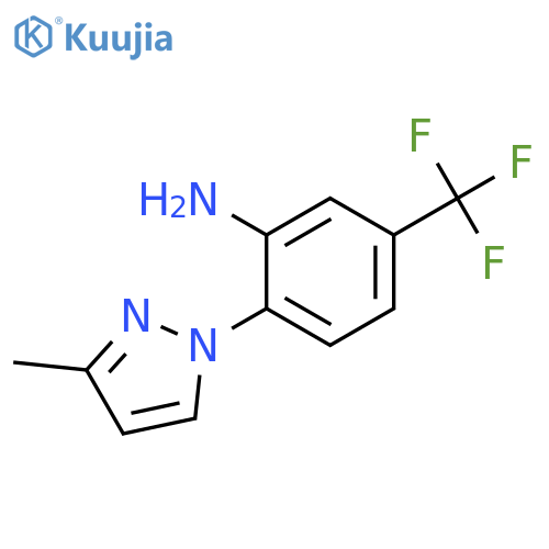 Benzenamine, 2-(3-methyl-1H-pyrazol-1-yl)-5-(trifluoromethyl)- structure