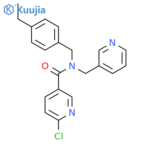 6-chloro-N-[(4-ethylphenyl)methyl]-N-[(pyridin-3-yl)methyl]pyridine-3-carboxamide structure