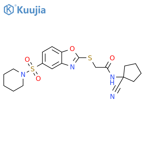 N-(1-Cyanocyclopentyl)-2-[[5-(1-piperidinylsulfonyl)-2-benzoxazolyl]thio]acetamide structure