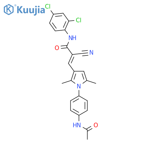 2-cyano-N-(2,4-dichlorophenyl)-3-[1-(4-acetamidophenyl)-2,5-dimethyl-1H-pyrrol-3-yl]prop-2-enamide structure