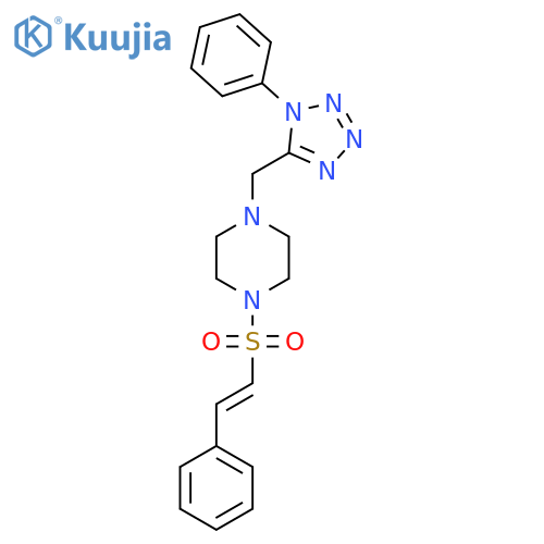 1-[(1-phenyl-1H-1,2,3,4-tetrazol-5-yl)methyl]-4-(2-phenylethenesulfonyl)piperazine structure