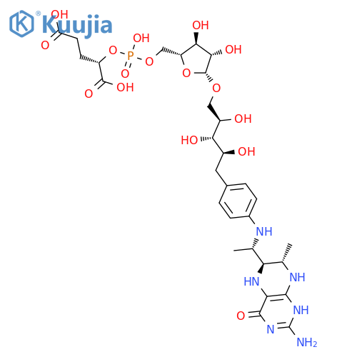 D-Ribitol,1-[4-[[(1R)-1-[(6S,7S)-2-amino-1,4,5,6,7,8-hexahydro-7-methyl-4-oxo-6-pteridinyl]ethyl]amino]phenyl]-1-deoxy-5-O-[5-O-[[(1S)-1,3-dicarboxypropoxy]hydroxyphosphinyl]-a-D-ribofuranosyl]- structure