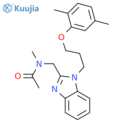 N-({1-3-(2,5-dimethylphenoxy)propyl-1H-1,3-benzodiazol-2-yl}methyl)-N-methylacetamide structure