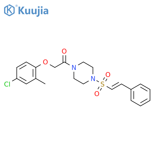 2-(4-chloro-2-methylphenoxy)-1-[4-[(E)-2-phenylethenyl]sulfonylpiperazin-1-yl]ethanone structure