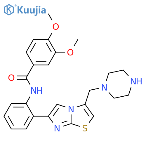 3,4-Dimethoxy-N-[2-[3-(piperazin-1-ylmethyl)imidazo[2,1-b][1,3]thiazol-6-yl]phenyl]benzamide structure