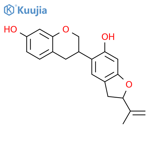 3-[6-hydroxy-2-(prop-1-en-2-yl)-2,3-dihydro-1-benzofuran-5-yl]-3,4-dihydro-2H-chromen-7-ol structure
