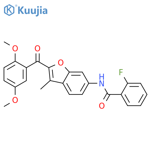 N-2-(2,5-dimethoxybenzoyl)-3-methyl-1-benzofuran-6-yl-2-fluorobenzamide structure