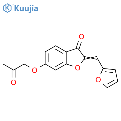 (2Z)-2-(furan-2-yl)methylidene-6-(2-oxopropoxy)-2,3-dihydro-1-benzofuran-3-one structure