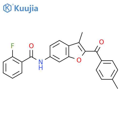 2-fluoro-N-3-methyl-2-(4-methylbenzoyl)-1-benzofuran-6-ylbenzamide structure