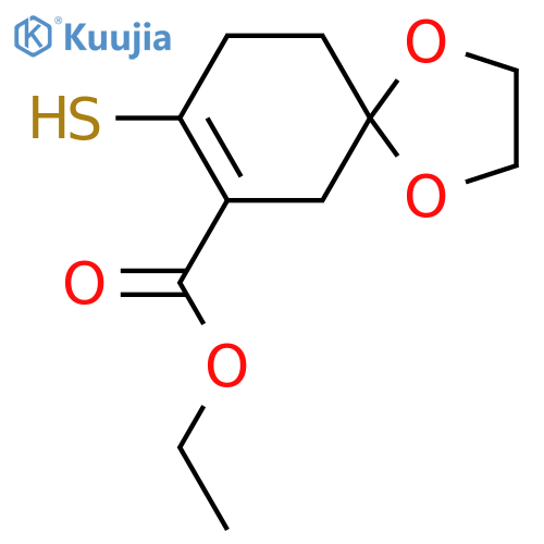 8-Mercapto-1,4-dioxa-spiro[4.5]dec-7-ene-7-carboxylic acid ethyl ester structure