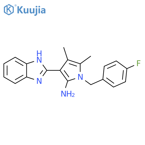 3-(1H-benzimidazol-2-yl)-1-[(4-fluorophenyl)methyl]-4,5-dimethylpyrrol-2-amine structure