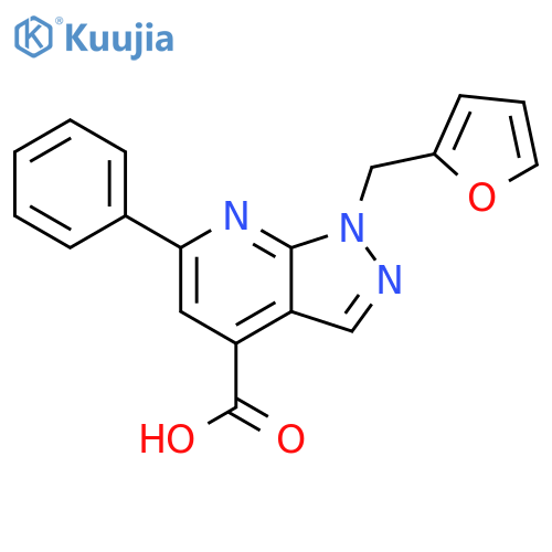 1-(furan-2-yl)methyl-6-phenyl-1H-pyrazolo3,4-bpyridine-4-carboxylic acid structure