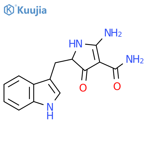 2-amino-5-(1H-indol-3-yl)methyl-4-oxo-4,5-dihydro-1H-pyrrole-3-carboxamide structure