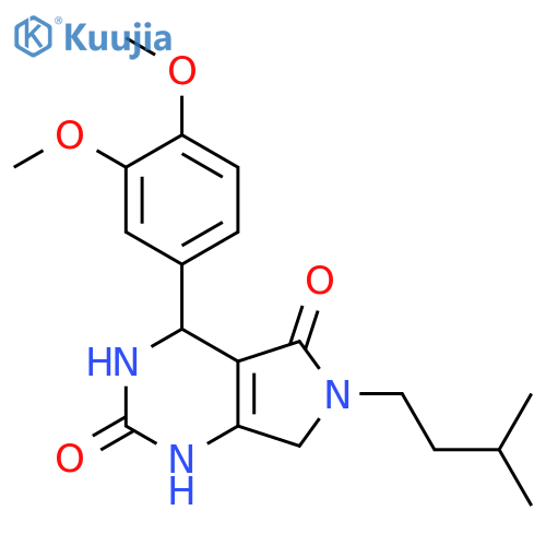4-(3,4-dimethoxyphenyl)-6-(3-methylbutyl)-1H,2H,3H,4H,5H,6H,7H-pyrrolo3,4-dpyrimidine-2,5-dione structure