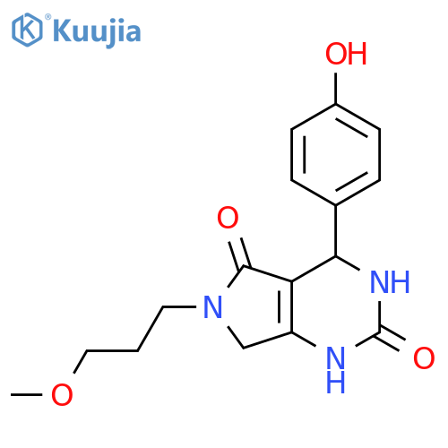4-(4-hydroxyphenyl)-6-(3-methoxypropyl)-1H,2H,3H,4H,5H,6H,7H-pyrrolo3,4-dpyrimidine-2,5-dione structure