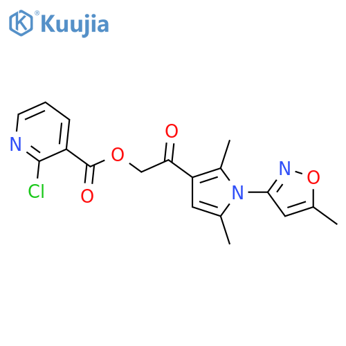 [2-[2,5-Dimethyl-1-(5-methyl-1,2-oxazol-3-yl)pyrrol-3-yl]-2-oxoethyl] 2-chloropyridine-3-carboxylate structure