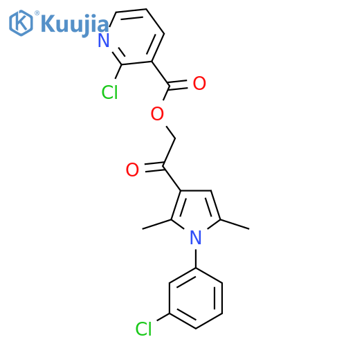 2-[1-(3-chlorophenyl)-2,5-dimethyl-1H-pyrrol-3-yl]-2-oxoethyl 2-chloropyridine-3-carboxylate structure