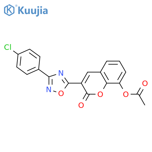 3-3-(4-chlorophenyl)-1,2,4-oxadiazol-5-yl-2-oxo-2H-chromen-8-yl acetate structure