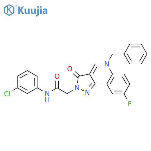 2-{5-benzyl-8-fluoro-3-oxo-2H,3H,5H-pyrazolo4,3-cquinolin-2-yl}-N-(3-chlorophenyl)acetamide structure