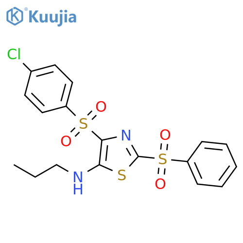 2-(benzenesulfonyl)-4-(4-chlorobenzenesulfonyl)-N-propyl-1,3-thiazol-5-amine structure