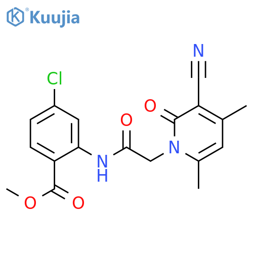 methyl 4-chloro-2-2-(3-cyano-4,6-dimethyl-2-oxo-1,2-dihydropyridin-1-yl)acetamidobenzoate structure