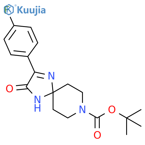 tert-butyl 2-(4-fluorophenyl)-3-oxo-1,4,8-triazaspiro4.5dec-1-ene-8-carboxylate structure