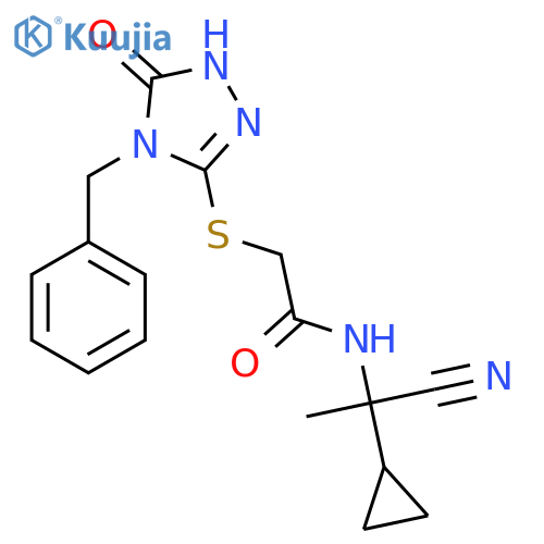2-(4-benzyl-5-oxo-4,5-dihydro-1H-1,2,4-triazol-3-yl)sulfanyl-N-(1-cyano-1-cyclopropylethyl)acetamide structure