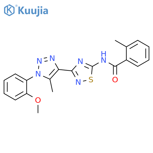N-{3-1-(2-methoxyphenyl)-5-methyl-1H-1,2,3-triazol-4-yl-1,2,4-thiadiazol-5-yl}-2-methylbenzamide structure