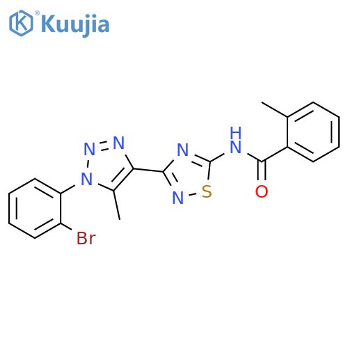 N-{3-1-(2-bromophenyl)-5-methyl-1H-1,2,3-triazol-4-yl-1,2,4-thiadiazol-5-yl}-2-methylbenzamide structure