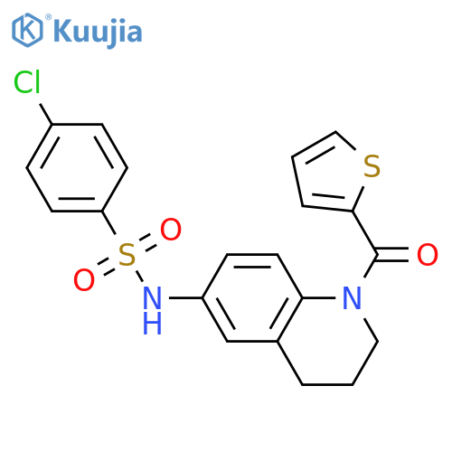 4-chloro-N-1-(thiophene-2-carbonyl)-1,2,3,4-tetrahydroquinolin-6-ylbenzene-1-sulfonamide structure